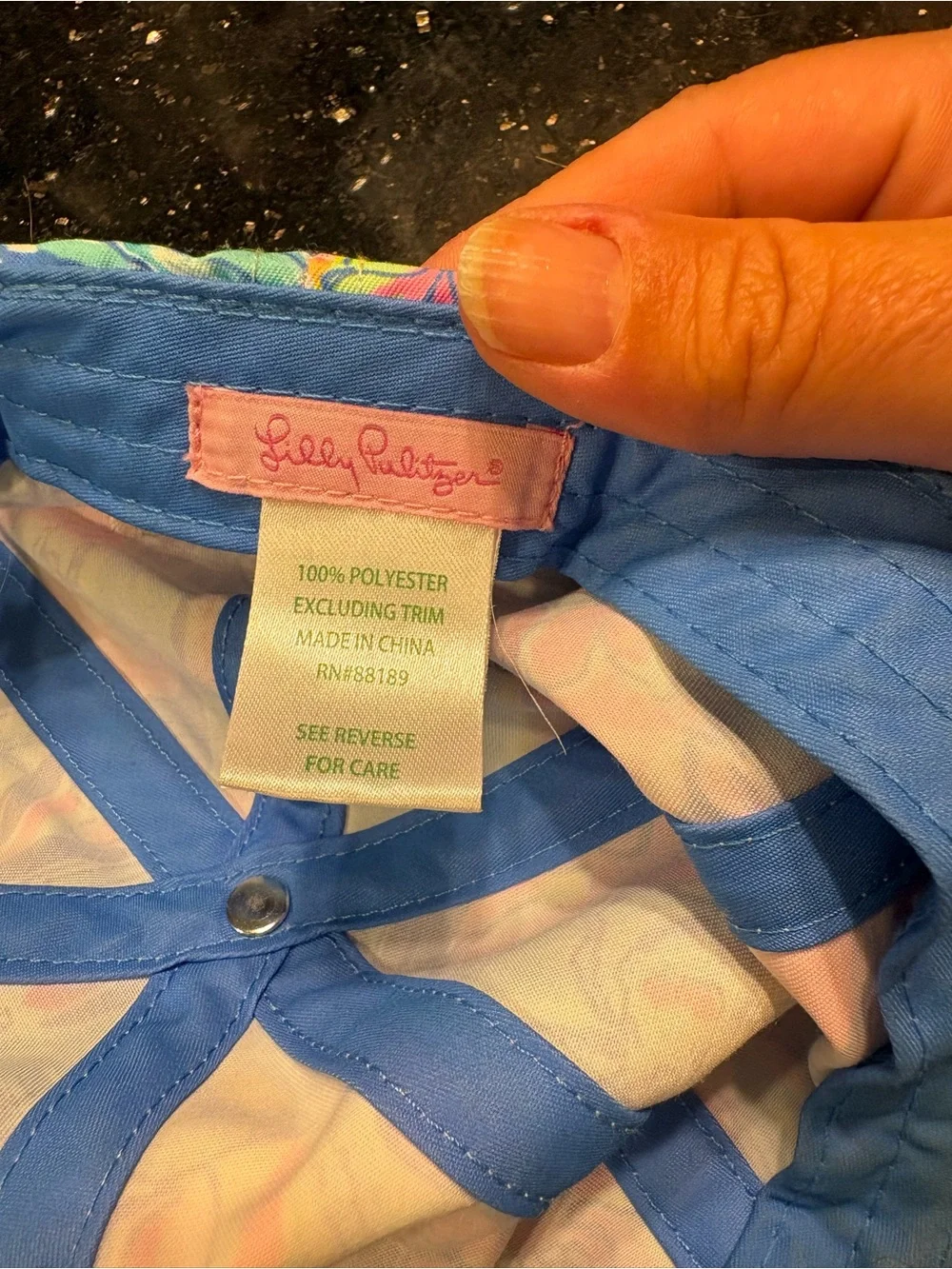 Lilly Pulitzer Blue Floral Trim Baseball Cap